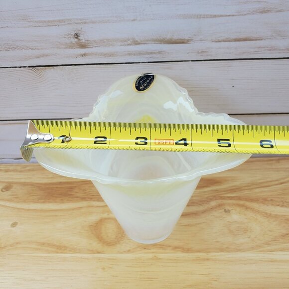 VTG MCM 1960s Murano Glass White Swirl Art Glass Vase Fluted Rim Made In Italy - Picture 8 of 10